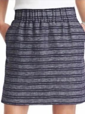 LOFT Navy White Horizontal Stripe Mini Skirt
